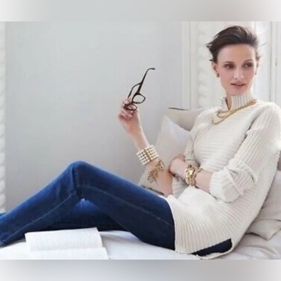 CABI D RING #3363 S rib asymmetrical cream tie back womans gorpcore sweater - Picture 1 of 13